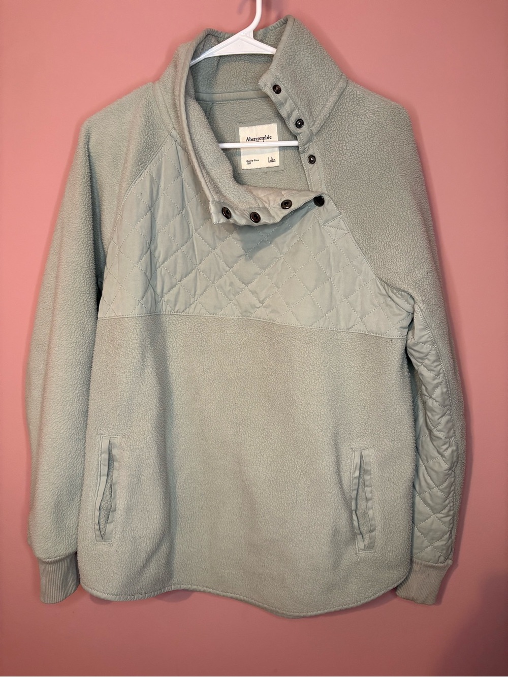 Abercrombie & Fitch Women's Quilted Fleece Pullover Sweater - Light Green
